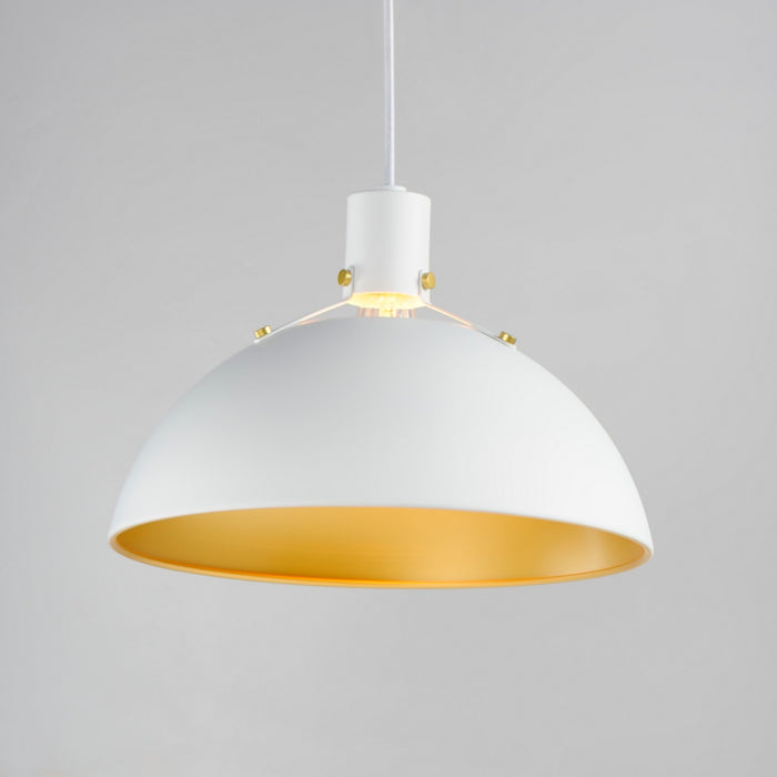 Maxim 12045WTSBR One Light Pendant, White/Satin Brass