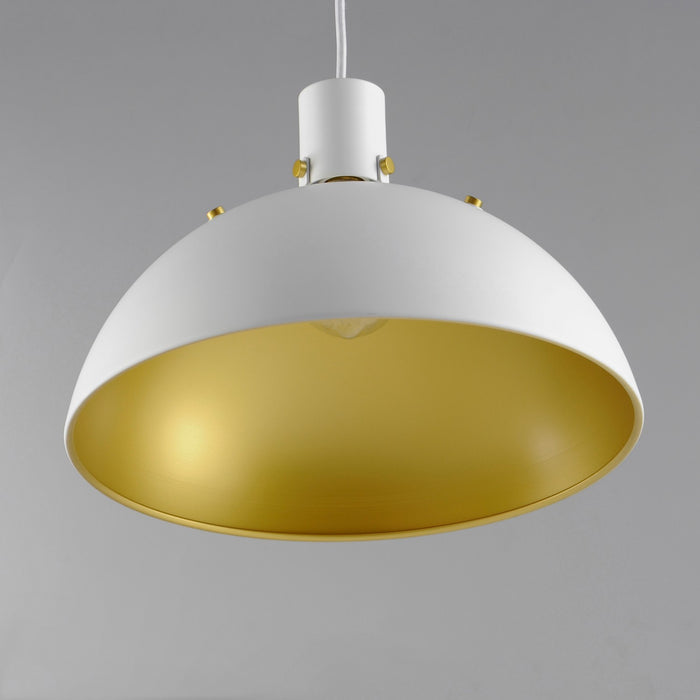 Maxim 12045WTSBR One Light Pendant, White/Satin Brass