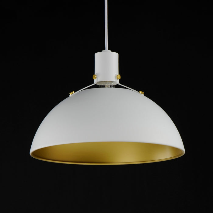 Maxim 12045WTSBR One Light Pendant, White/Satin Brass