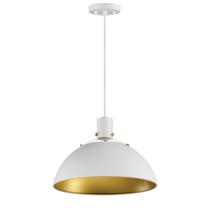Maxim 12045WTSBR One Light Pendant, White/Satin Brass