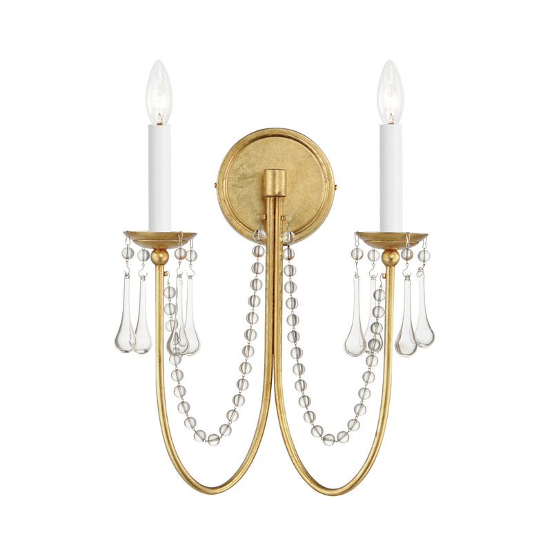 Maxim 12161GL/CRY Two Light Wall Sconce, Gold Leaf