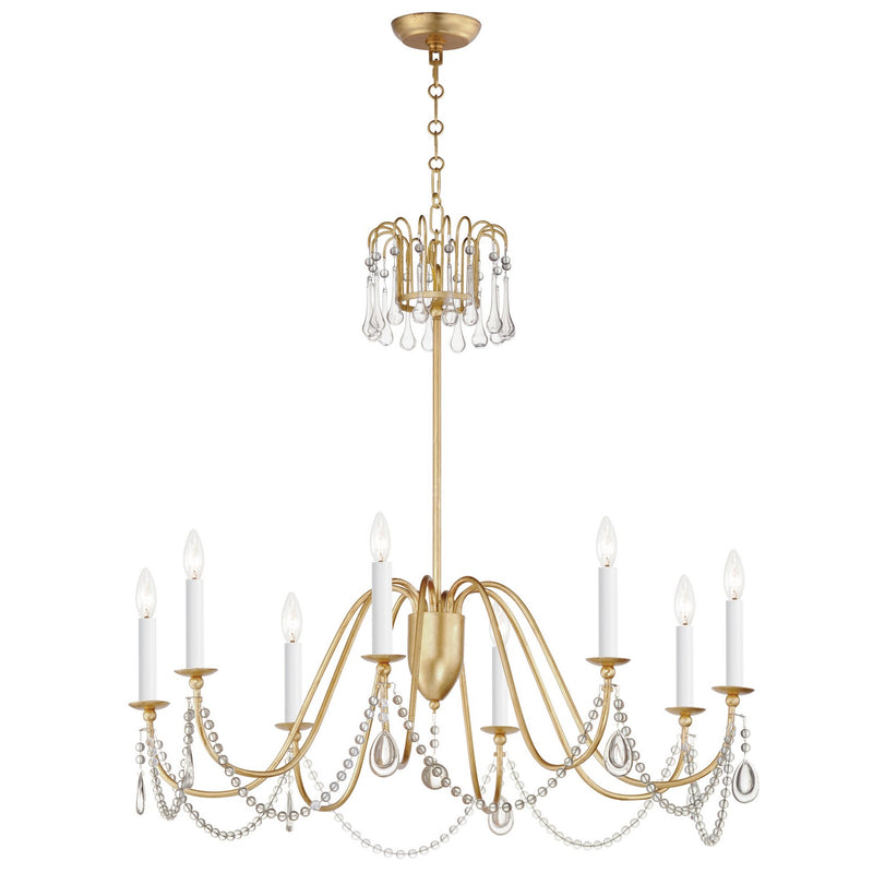 Maxim 12168GL/CRY Eight Light Chandelier, Gold Leaf
