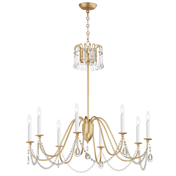 Maxim 12168GL/CRY Eight Light Chandelier, Gold Leaf
