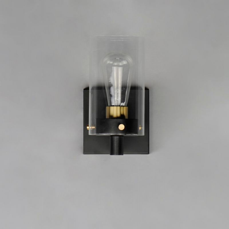Maxim 12401CLBKSBR One Light Wall Sconce, Black / Satin Brass