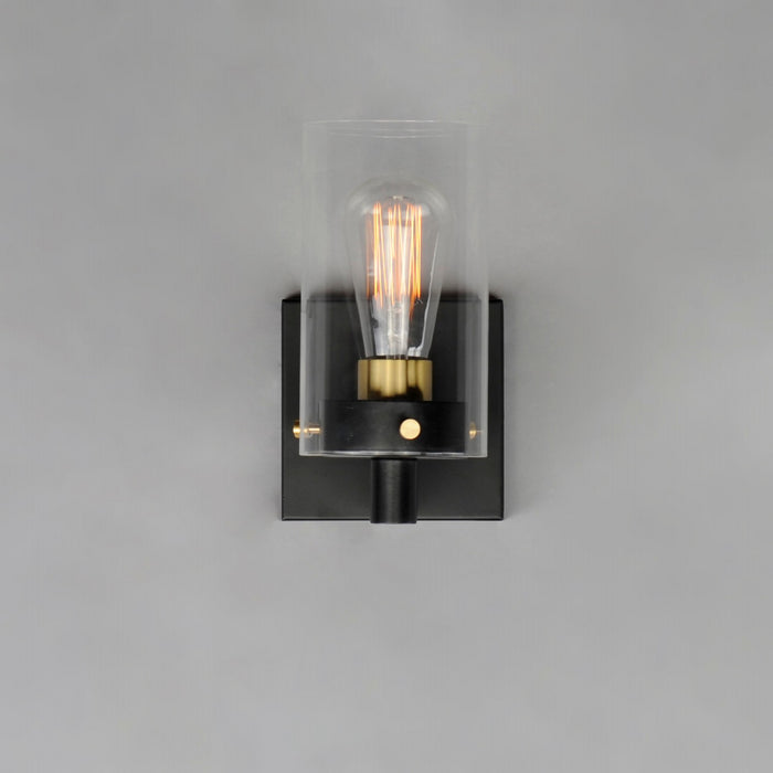 Maxim 12401CLBKSBR One Light Wall Sconce, Black / Satin Brass