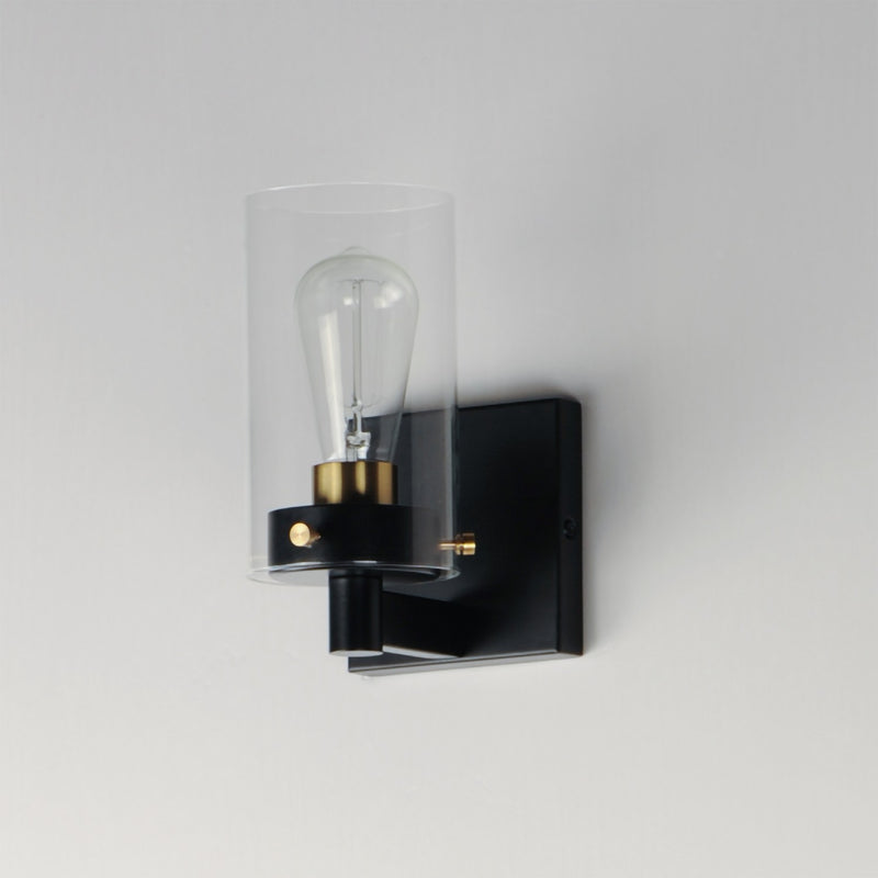 Maxim 12401CLBKSBR One Light Wall Sconce, Black / Satin Brass
