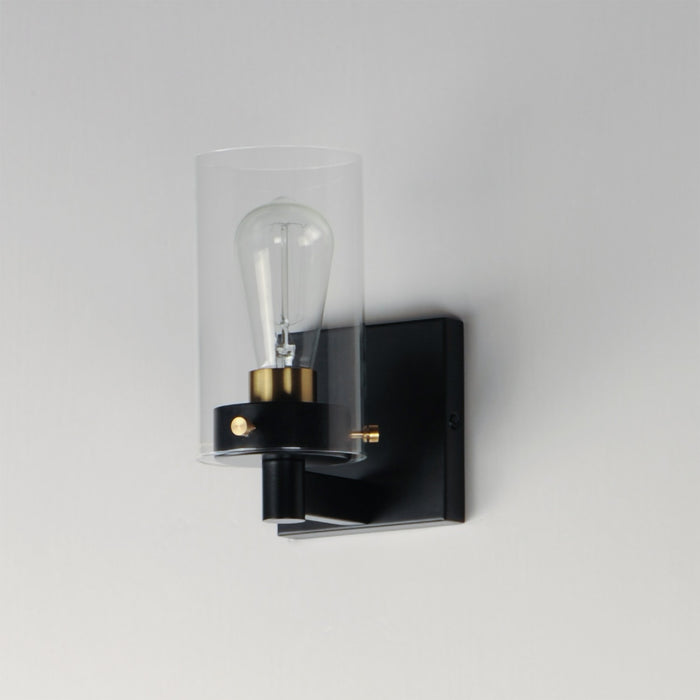 Maxim 12401CLBKSBR One Light Wall Sconce, Black / Satin Brass