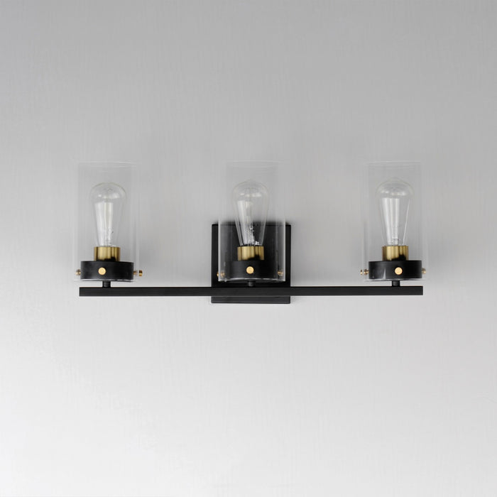 Maxim 12403CLBKSBR Three Light Bath Vanity, Black / Satin Brass