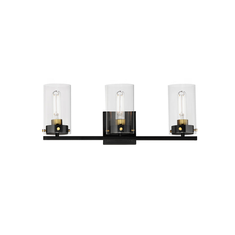 Maxim 12403CLBKSBR Three Light Bath Vanity, Black / Satin Brass