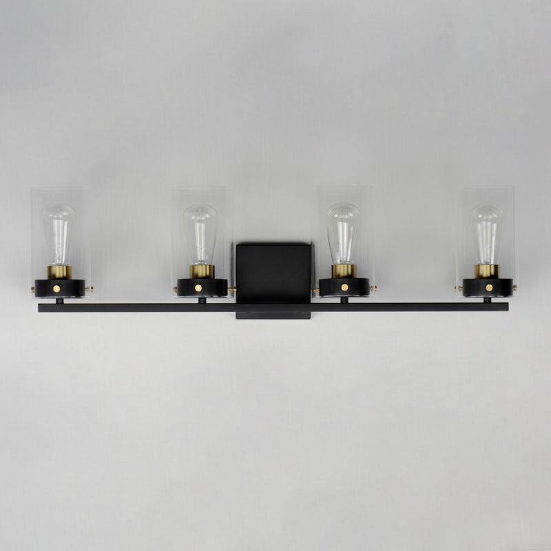 Maxim 12404CLBKSBR Four Light Bath Vanity, Black / Satin Brass