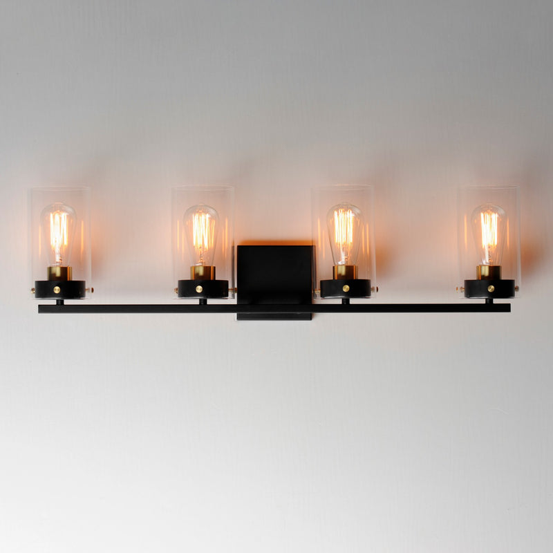 Maxim 12404CLBKSBR Four Light Bath Vanity, Black / Satin Brass