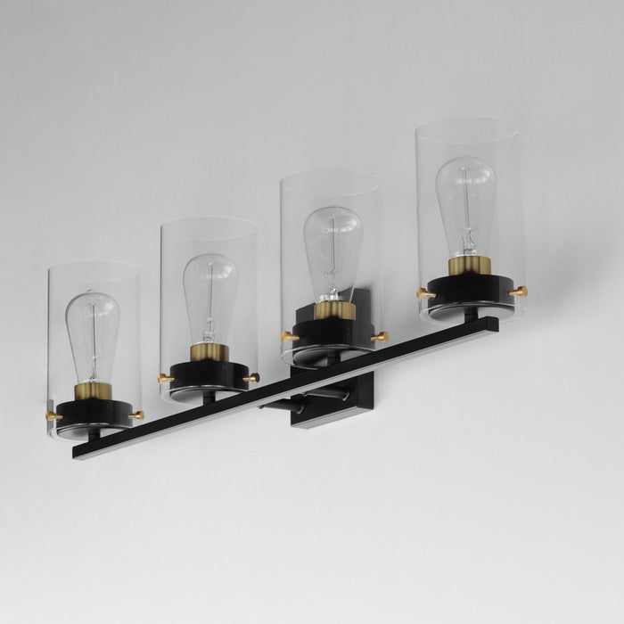 Maxim 12404CLBKSBR Four Light Bath Vanity, Black / Satin Brass