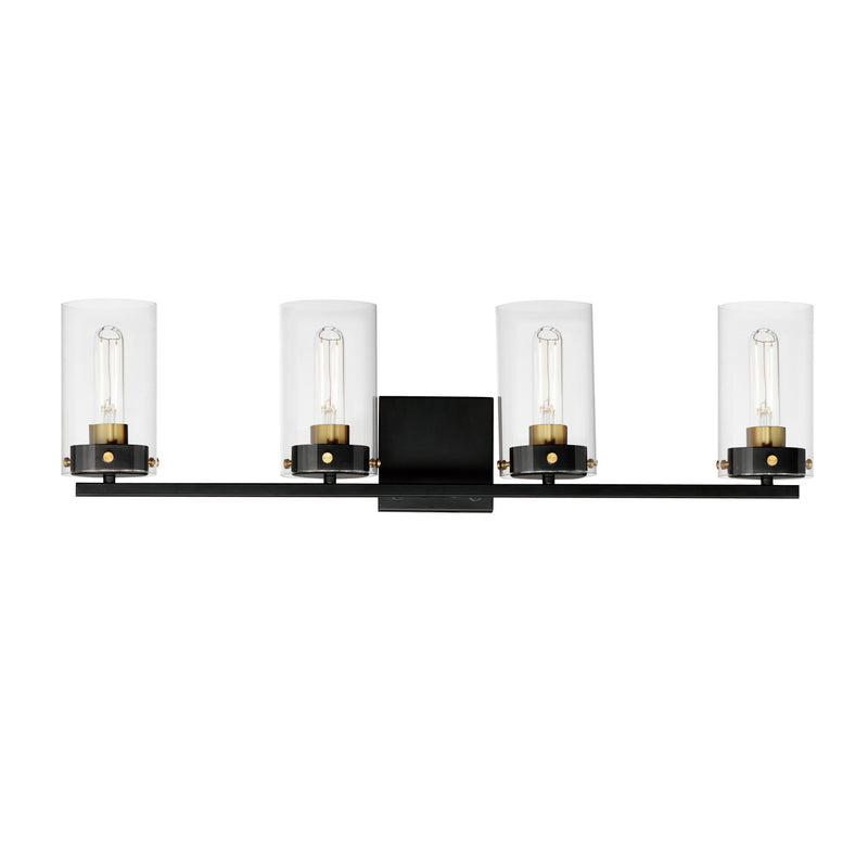 Maxim 12404CLBKSBR Four Light Bath Vanity, Black / Satin Brass