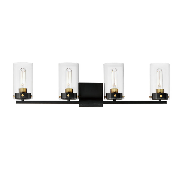 Maxim 12404CLBKSBR Four Light Bath Vanity, Black / Satin Brass