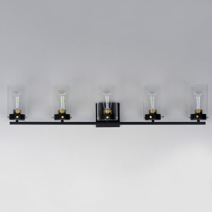 Maxim 12405CLBKSBR Five Light Bath Vanity, Black / Satin Brass