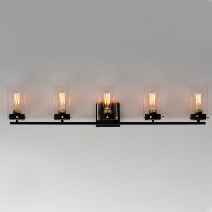 Maxim 12405CLBKSBR Five Light Bath Vanity, Black / Satin Brass