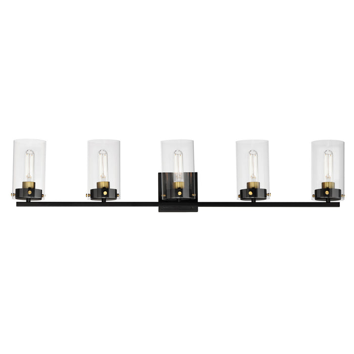 Maxim 12405CLBKSBR Five Light Bath Vanity, Black / Satin Brass