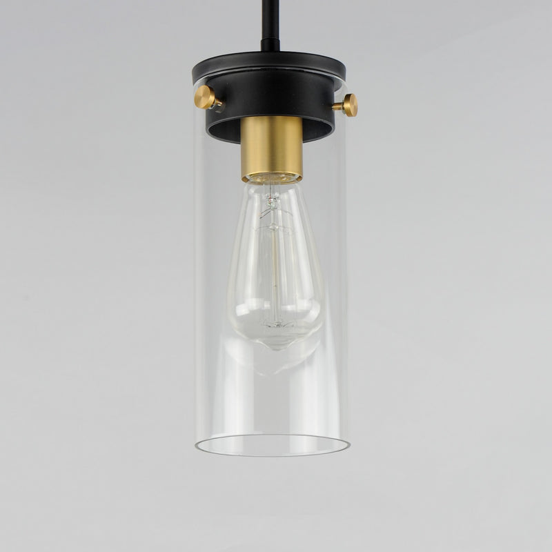 Maxim 12406CLBKSBR One Light Mini Pendant, Black / Satin Brass