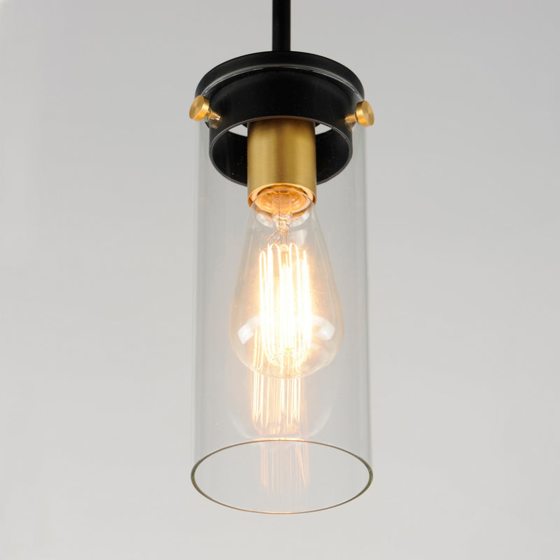 Maxim 12406CLBKSBR One Light Mini Pendant, Black / Satin Brass