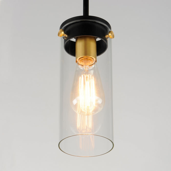 Maxim 12406CLBKSBR One Light Mini Pendant, Black / Satin Brass