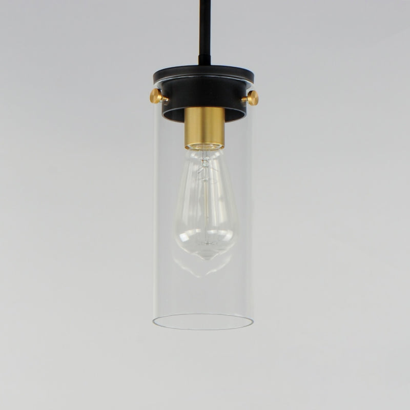 Maxim 12406CLBKSBR One Light Mini Pendant, Black / Satin Brass