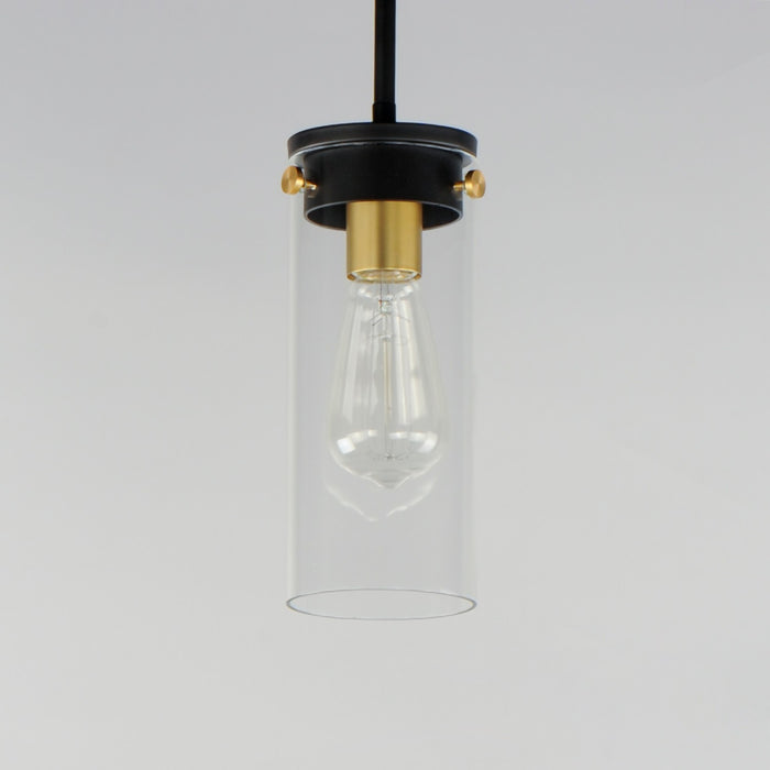 Maxim 12406CLBKSBR One Light Mini Pendant, Black / Satin Brass