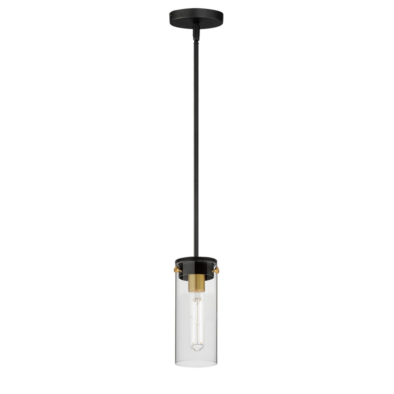 Maxim 12406CLBKSBR One Light Mini Pendant, Black / Satin Brass