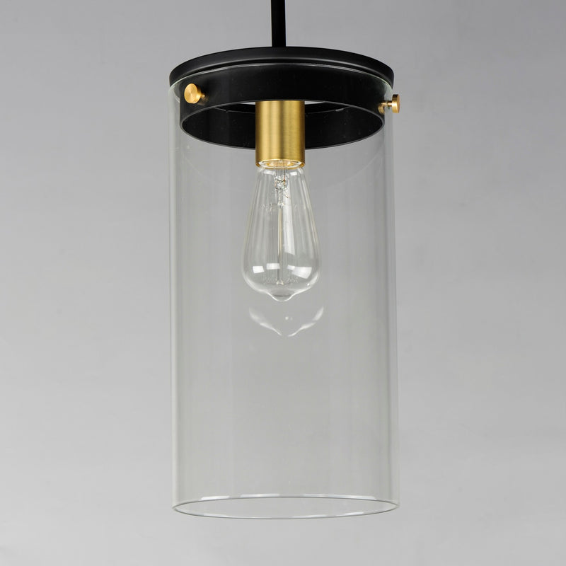 Maxim 12408CLBKSBR One Light Pendant, Black / Satin Brass