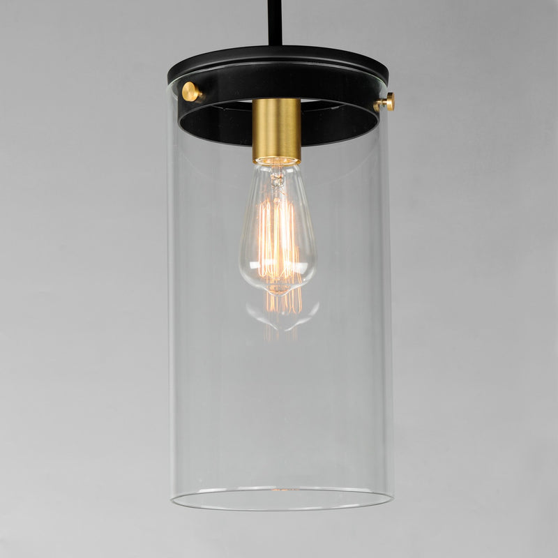 Maxim 12408CLBKSBR One Light Pendant, Black / Satin Brass