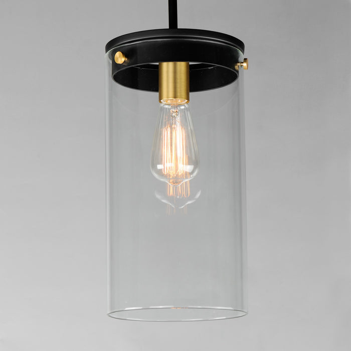 Maxim 12408CLBKSBR One Light Pendant, Black / Satin Brass