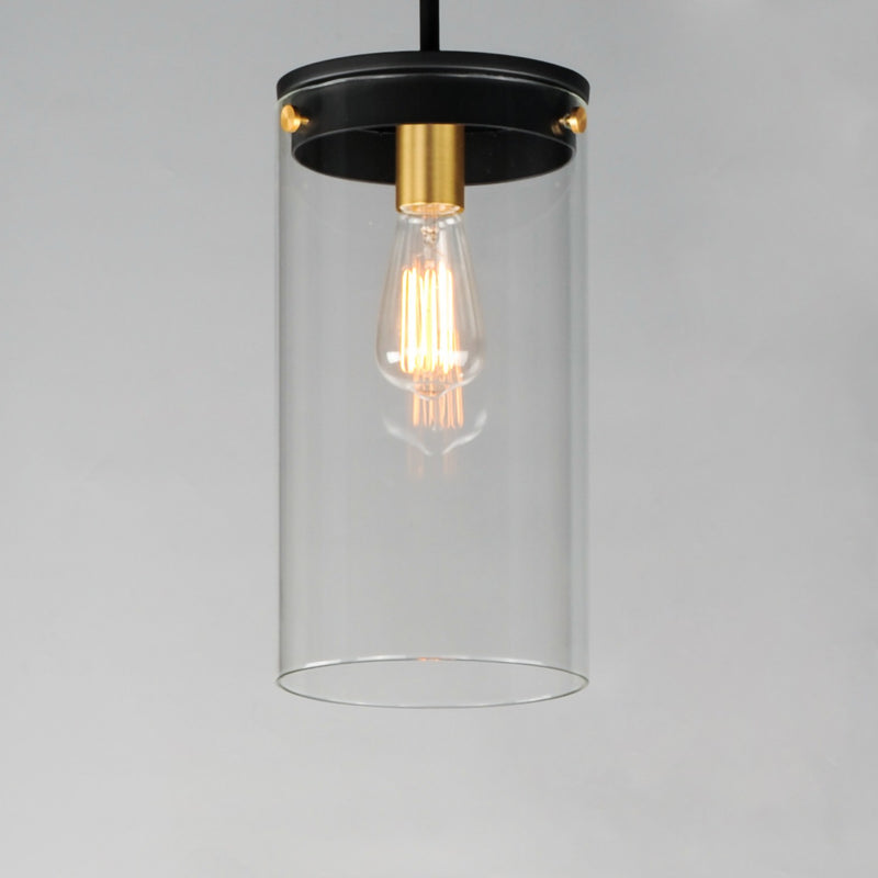 Maxim 12408CLBKSBR One Light Pendant, Black / Satin Brass
