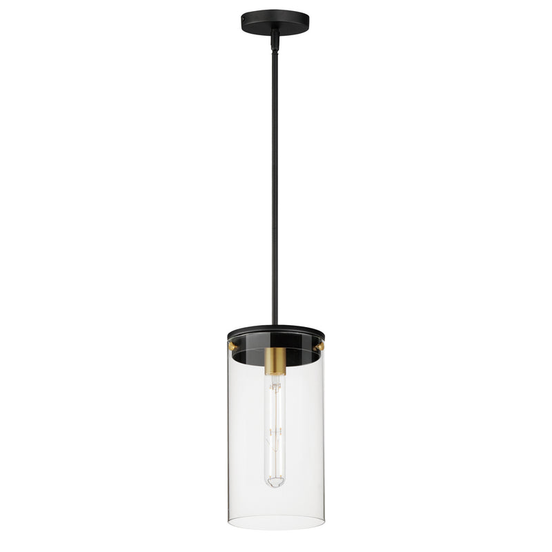 Maxim 12408CLBKSBR One Light Pendant, Black / Satin Brass