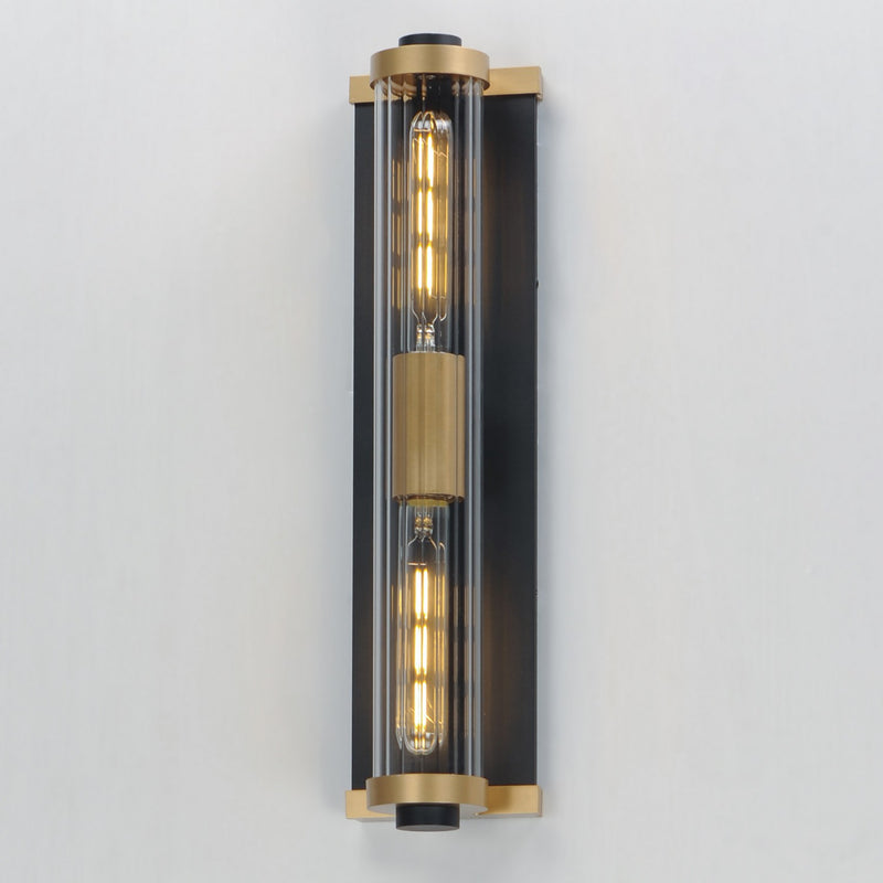 Maxim 16122CRBKAB Two Light Outdoor Wall Sconce, Black / Antique Brass