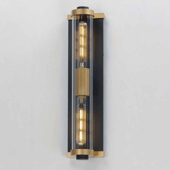 Maxim 16122CRBKAB Two Light Outdoor Wall Sconce, Black / Antique Brass