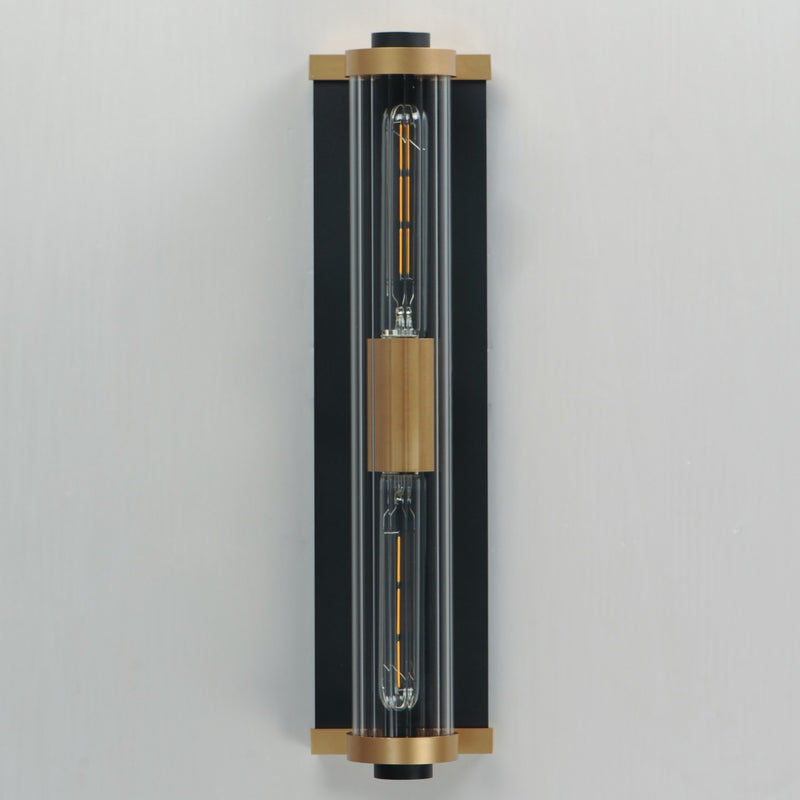 Maxim 16122CRBKAB Two Light Outdoor Wall Sconce, Black / Antique Brass