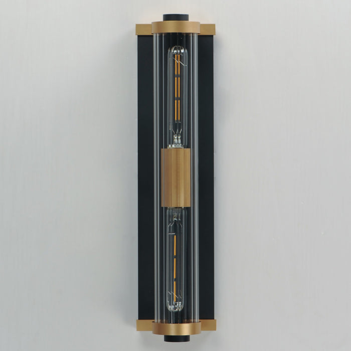 Maxim 16122CRBKAB Two Light Outdoor Wall Sconce, Black / Antique Brass