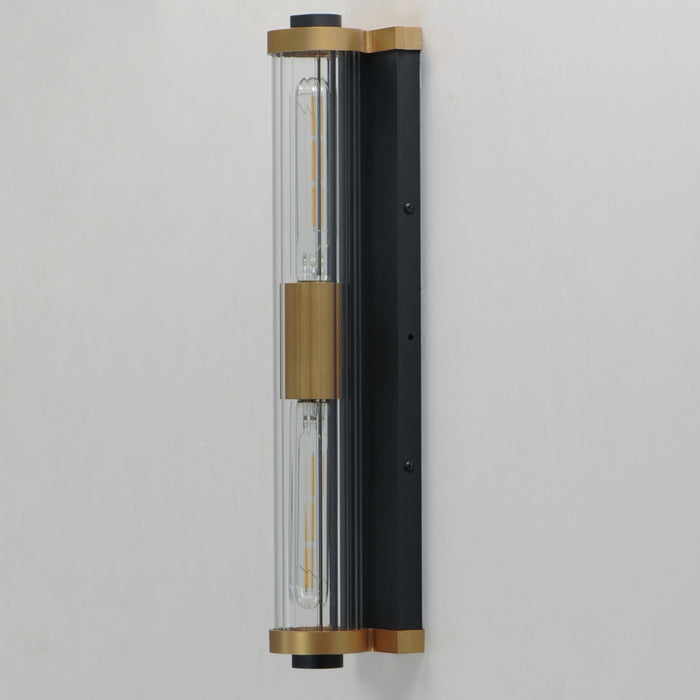 Maxim 16122CRBKAB Two Light Outdoor Wall Sconce, Black / Antique Brass