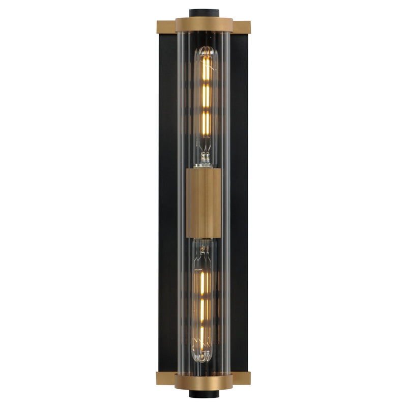 Maxim 16122CRBKAB Two Light Outdoor Wall Sconce, Black / Antique Brass