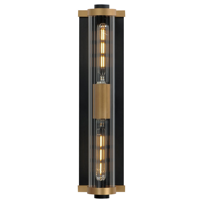 Maxim 16122CRBKAB Two Light Outdoor Wall Sconce, Black / Antique Brass