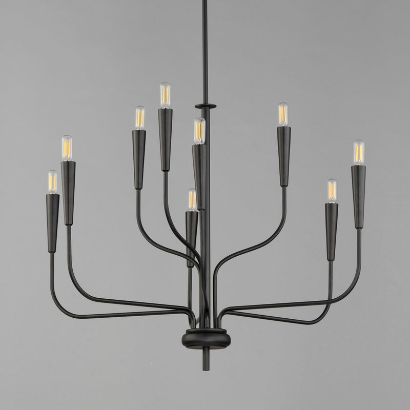 Maxim 24819BK Nine Light Chandelier, Black