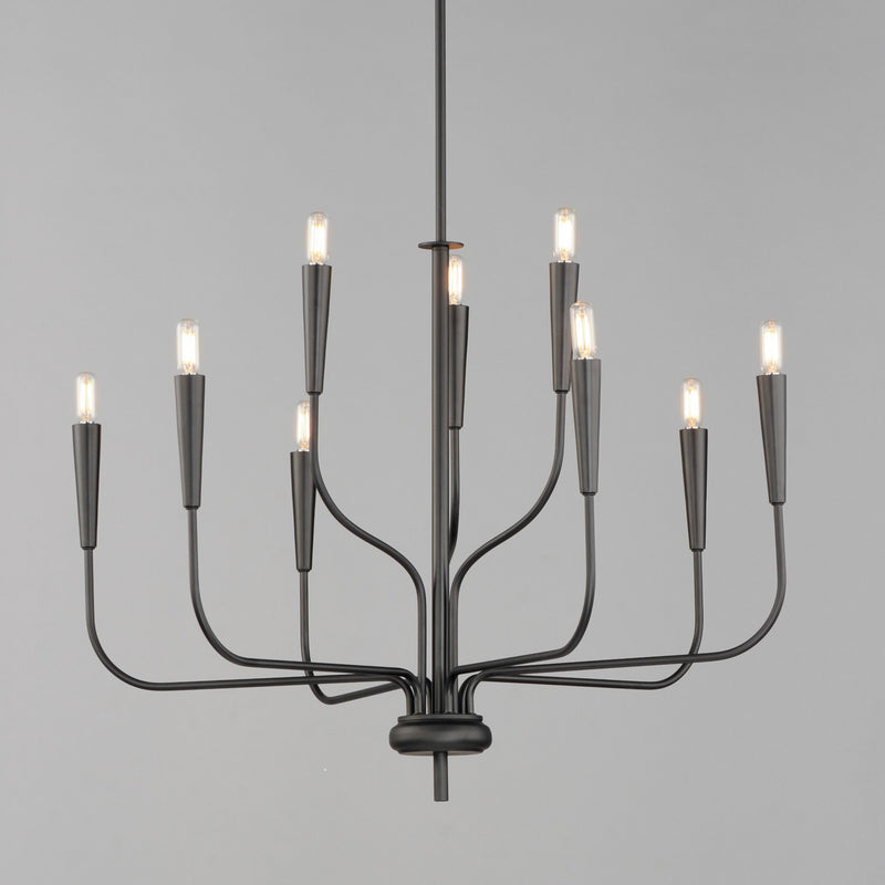 Maxim 24819BK Nine Light Chandelier, Black