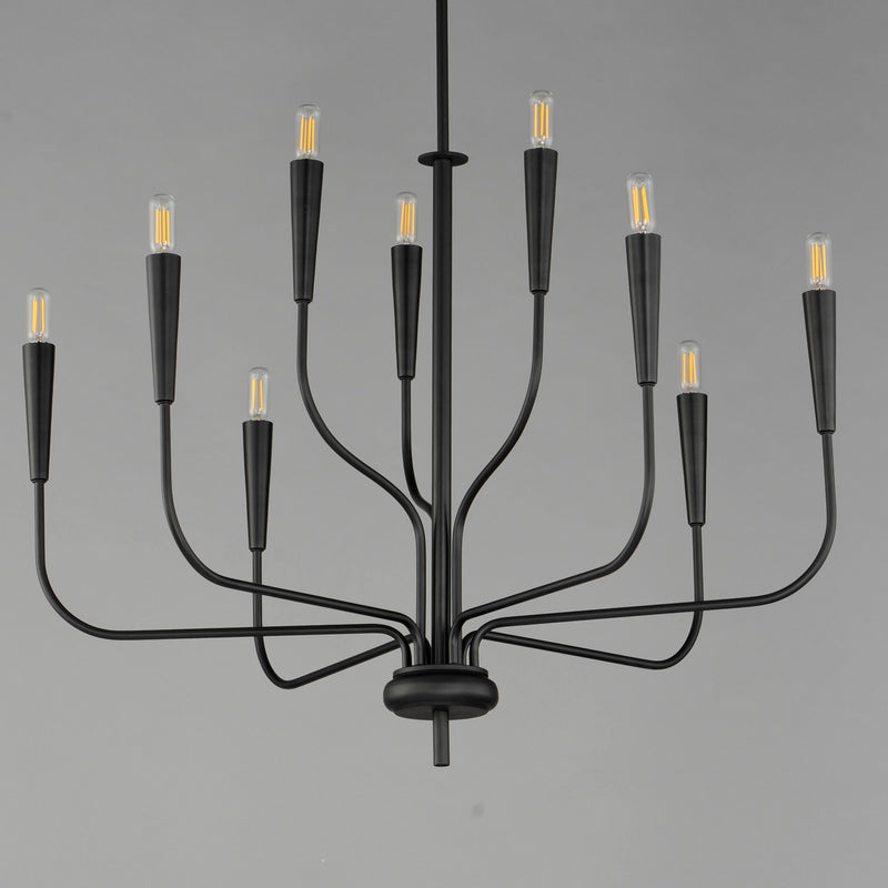 Maxim 24819BK Nine Light Chandelier, Black
