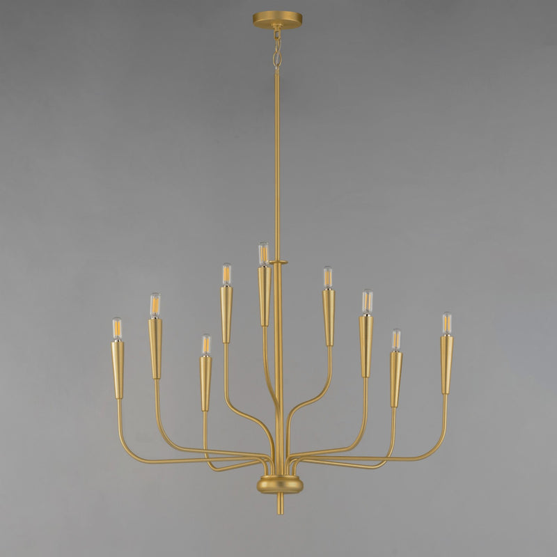 Maxim 24819SBR Nine Light Chandelier, Satin Brass