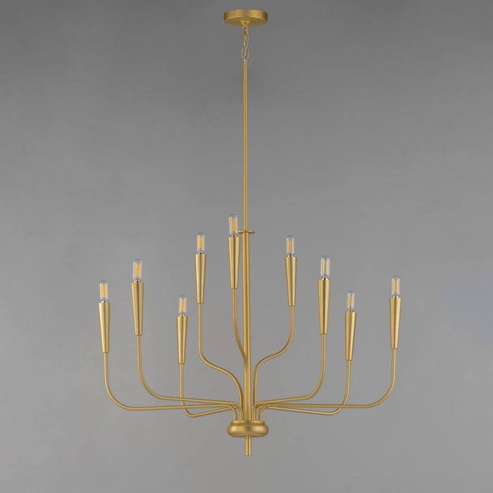 Maxim 24819SBR Nine Light Chandelier, Satin Brass