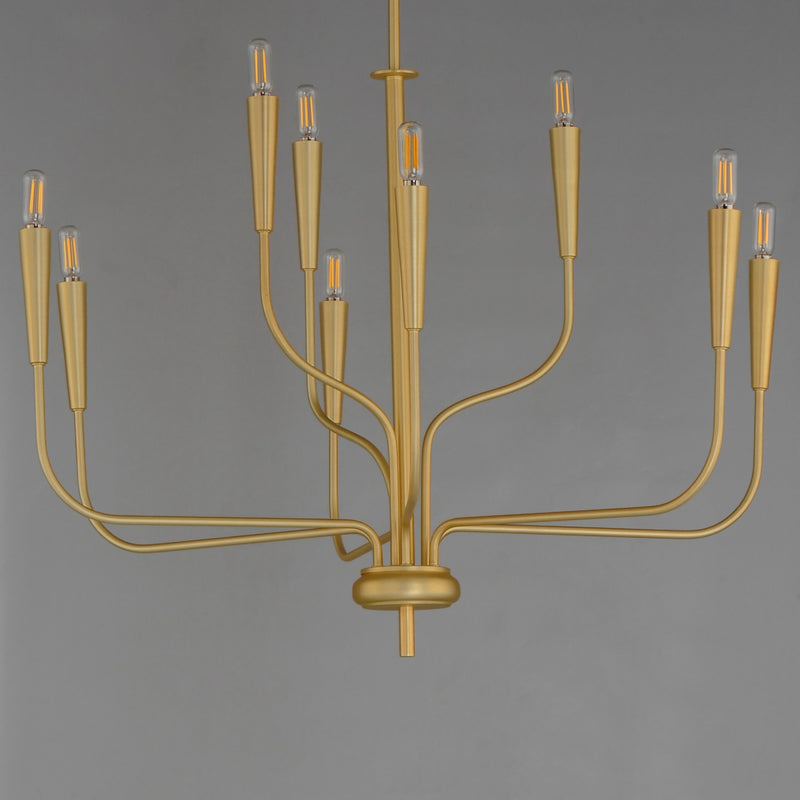 Maxim 24819SBR Nine Light Chandelier, Satin Brass