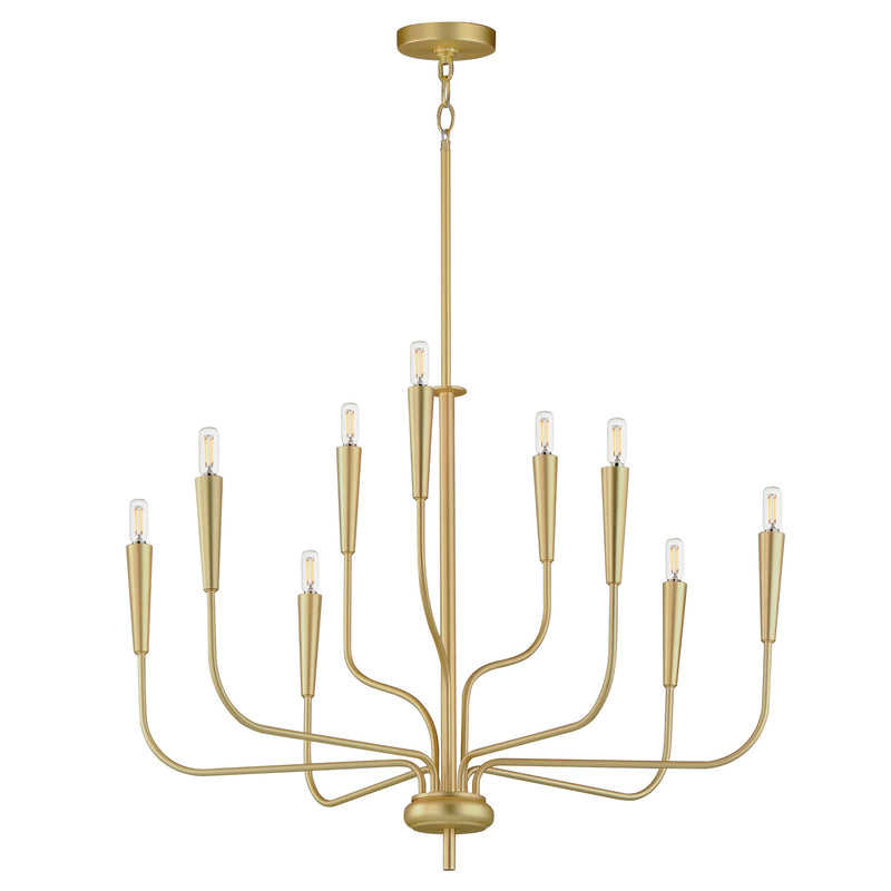 Maxim 24819SBR Nine Light Chandelier, Satin Brass