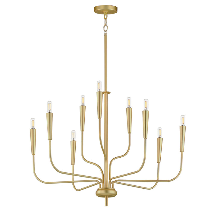 Maxim 24819SBR Nine Light Chandelier, Satin Brass