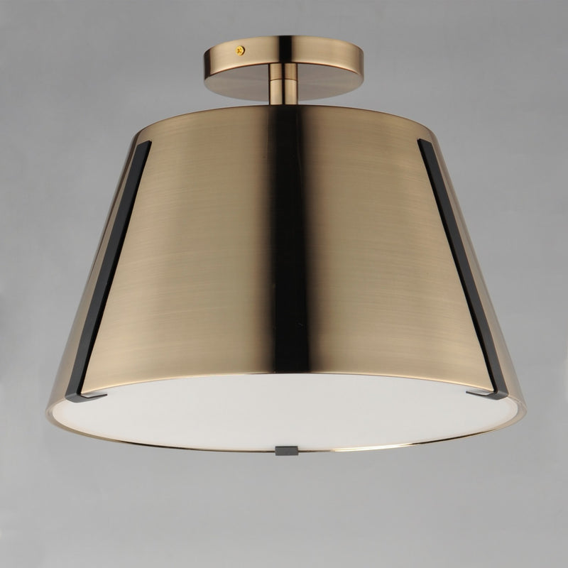 Maxim 25170DBZHR LED Semi Flush Mount, Dark Bronze, Leather, Heritage Brass