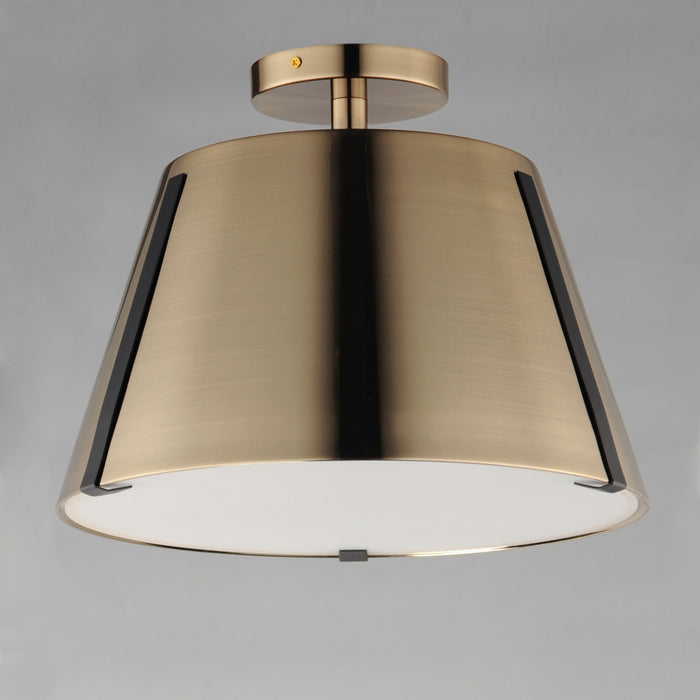 Maxim 25170DBZHR LED Semi Flush Mount, Dark Bronze, Leather, Heritage Brass