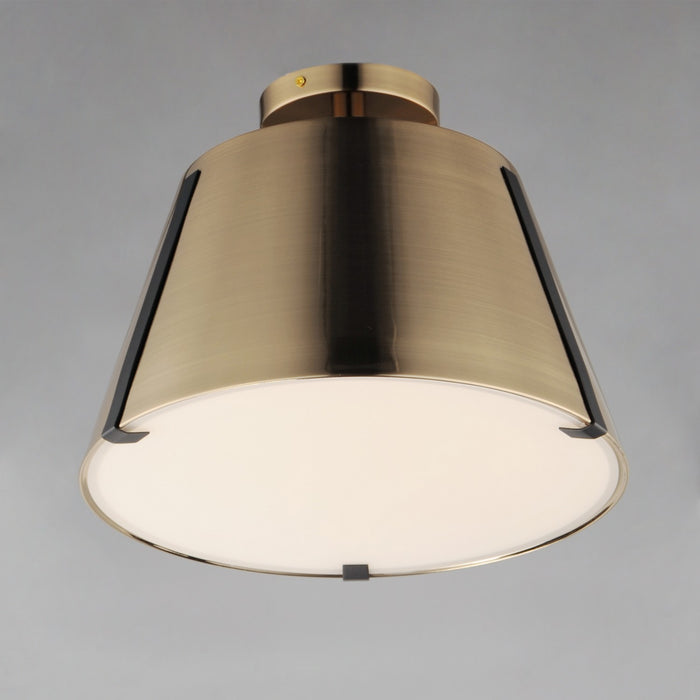 Maxim 25170DBZHR LED Semi Flush Mount, Dark Bronze, Leather, Heritage Brass